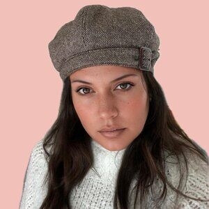 Nine West Tweed Beret – Brown Wool Blend Lined